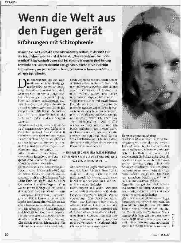 Vorschauseite 1: Wenn die Welt aus den Fugen gerät. Erfahrungen mit Schizophrenie