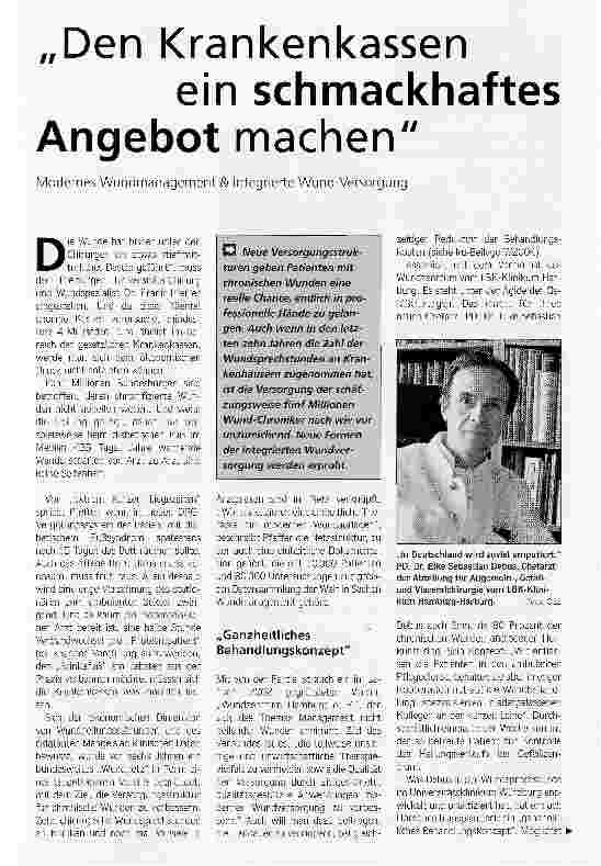 Vorschauseite 1: Den Krankenkassen ein schmackhaftes Angebot machenModernes Wundmanagement & Integrierte Wund-Versorgung