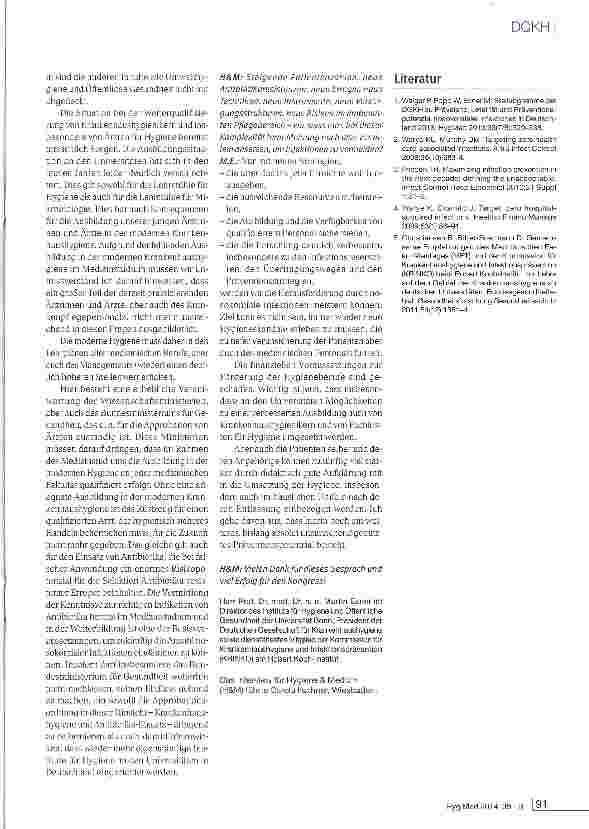 Vorschauseite 3: Zu aktuellen Strategien der Krankenhaushygiene