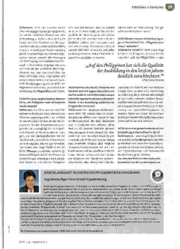 Vorschauseite 2: Pflege-Kolonialismus bedroht Entwicklungsländer