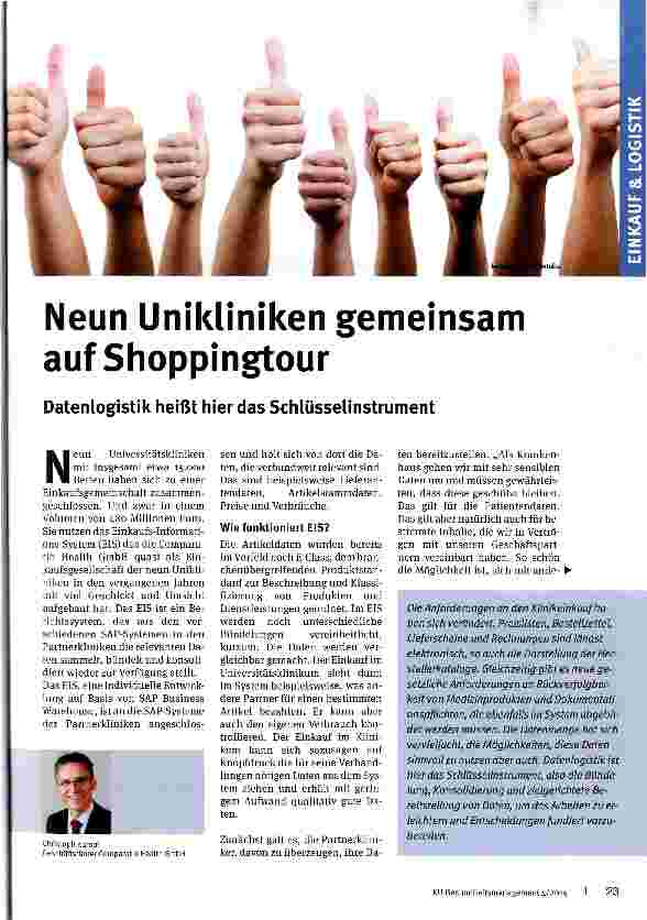 Vorschauseite 1: Neun Unikliniken gemeinsam auf Shoppingtour