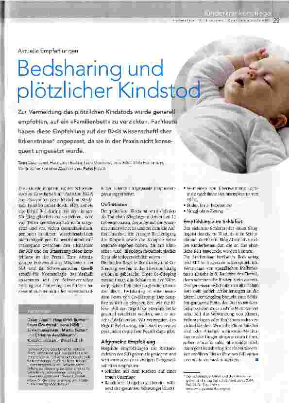 Vorschauseite 1: Bedsharing und plötzlicher Kindstod