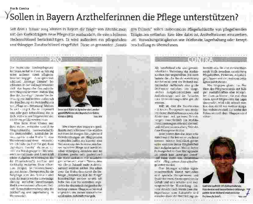 Vorschauseite 1: Sollen in Bayern Arzthelferinnen die Pflege unterstützen?