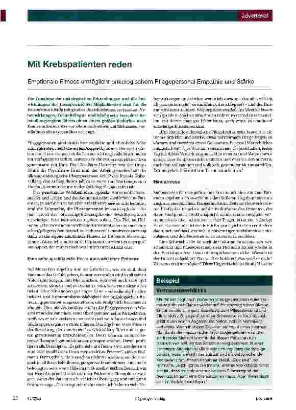 Vorschauseite 1: Mit Krebspatienten reden