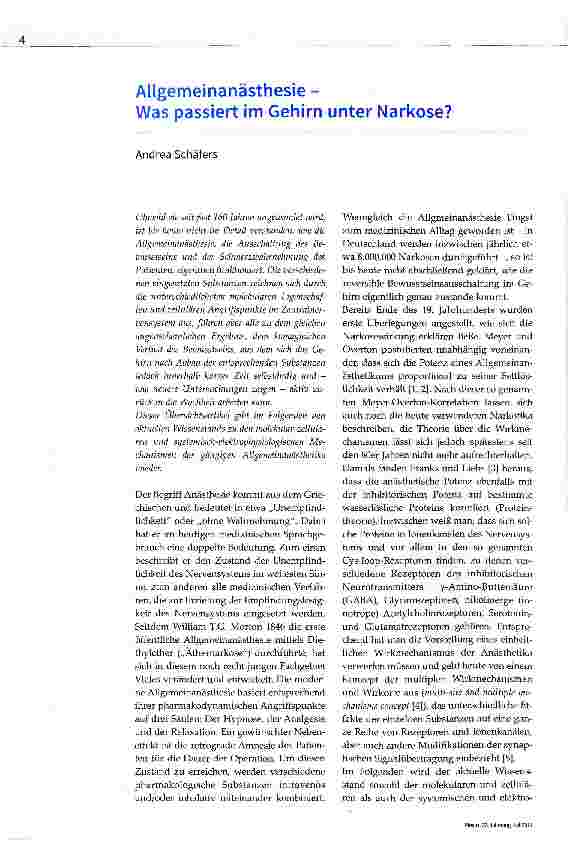 Vorschauseite 1: Allgemeinanästhesie - Was passiert im Gehirn unter Narkose?