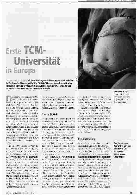 Vorschauseite 1: Erste TCM-Universität in Europa