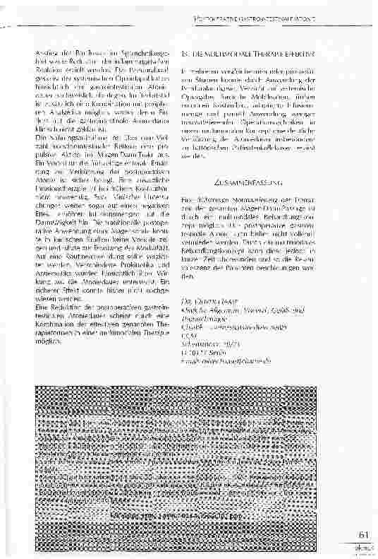 Vorschauseite 2: POSTOPERATIVE GASTROINTESTINALE ATONIE - EIN VERMEIDBARES EREIGNIS?