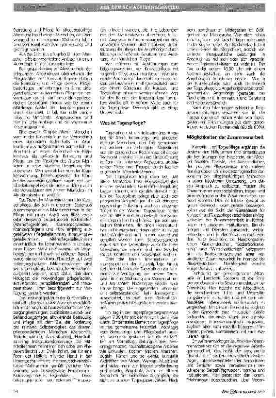 Vorschauseite 2: Kurzzeitund Tagespflege - Möglichkeiten und Grenzen