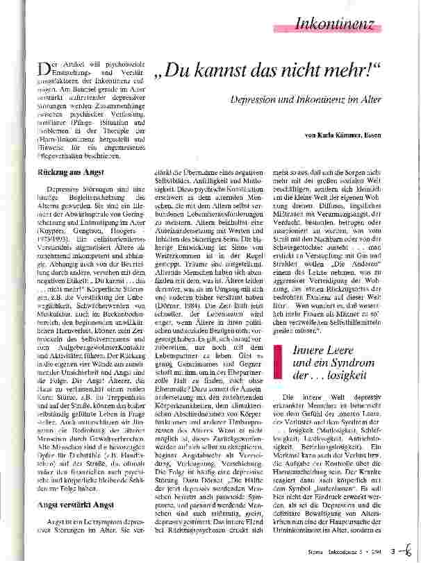 Vorschauseite 1: Du kannst das nicht mehr! Depression und Inkontinenz im Alter