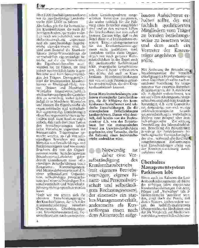 Vorschauseite 2: Das Krankenhaus braucht ein starkes Management Bessere Führungsstrukturen und Kooperation