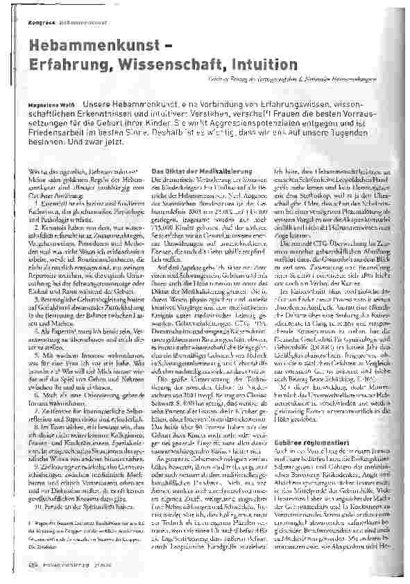 Vorschauseite 1: Hebammenkunst - Erfahrung, Wissenschaft, Intuition