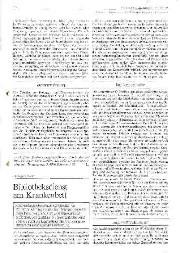 Vorschauseite 1: Bibliotheksdienst im Krankenhaus