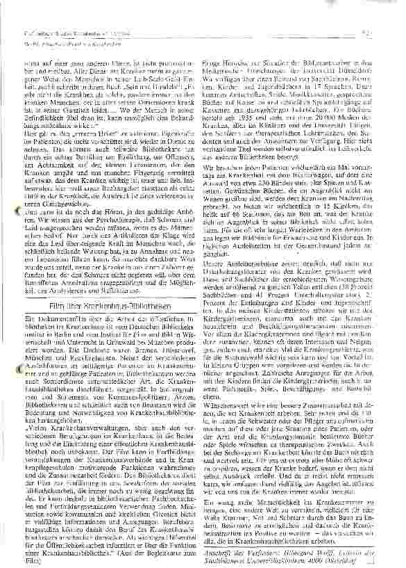 Vorschauseite 2: Bibliotheksdienst im Krankenhaus