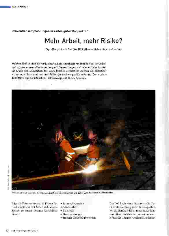 Vorschauseite 1: Mehr Arbeit, mehr Risiko?