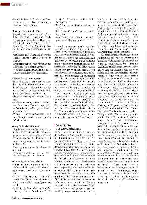 Vorschauseite 2: Debridement mit medizinischen Larven - Ein Update