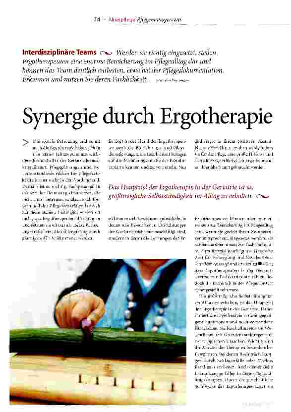 Vorschauseite 1: Synergie durch Ergotherapie