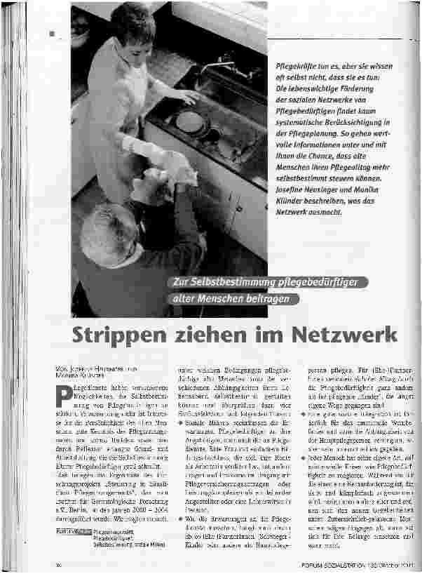 Vorschauseite 1: Strippen ziehen im NetzwerkZur Selbstbestimmung pflegebedürftiger alter Menschen beitragen
