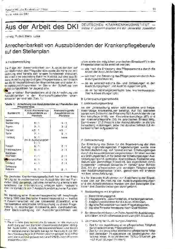 Vorschauseite 1: Anrechenbarkeit von Auszubildenden der Krankenpflegeberufe auf den Stellenplan