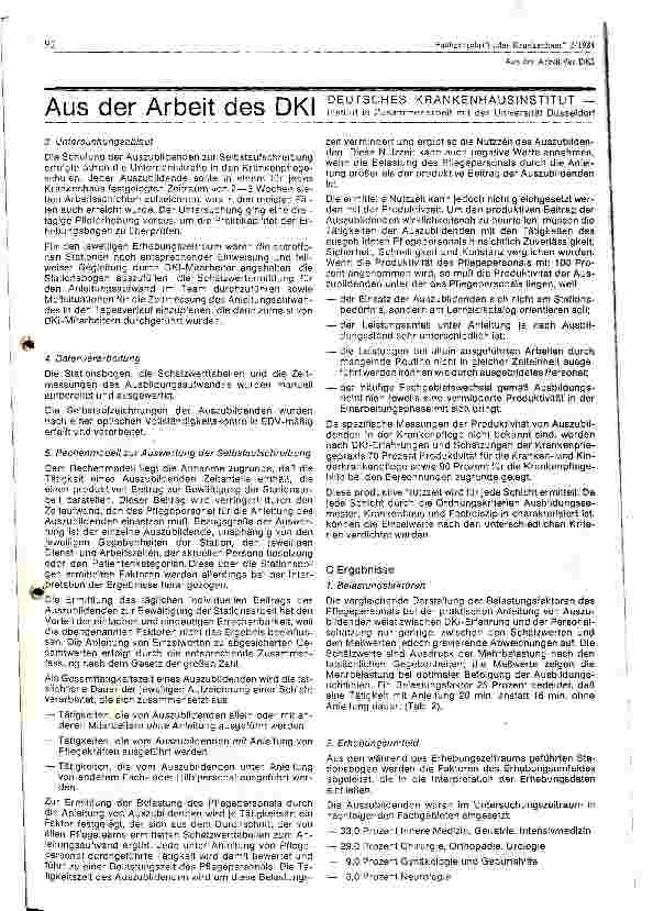 Vorschauseite 2: Anrechenbarkeit von Auszubildenden der Krankenpflegeberufe auf den Stellenplan