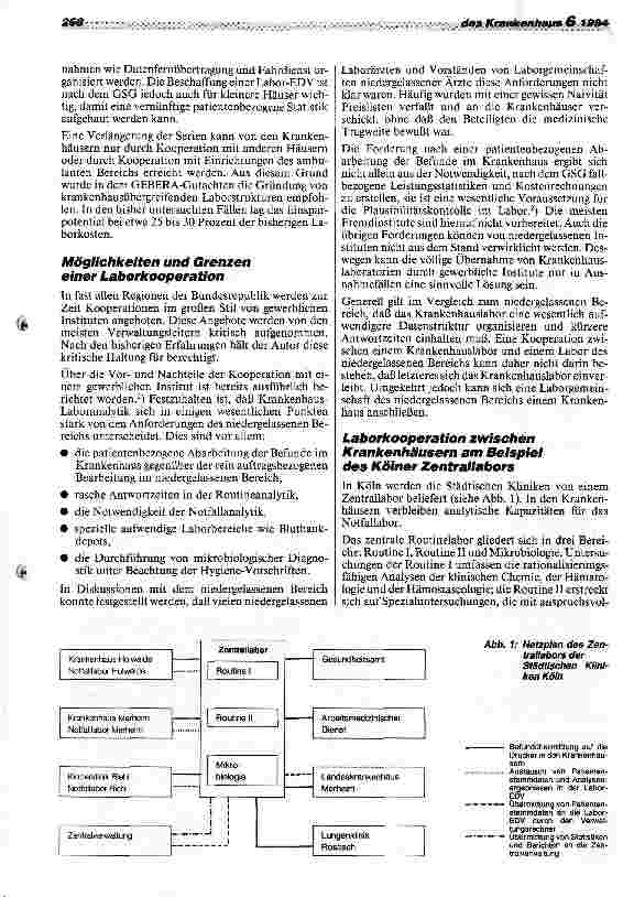 Vorschauseite 2: Laborkooperation im Krankenhaus Ein Weg zur Senkung der Kosten und Verbesserung der Diagnostik