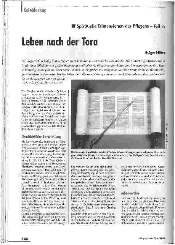 Vorschauseite 1: Leben nach der ToraSpirituelle Dimensionen des Pflegens -Teil 3