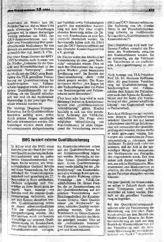Vorschauseite 2: Qualitätssicherung im Krankenhaus DKG und GKV-Spitzenverbände schließen Vereinbarung zur Rahmenempfehlung zur Qualitätssicherung bei Fallpauschalen und Sonderentgelten