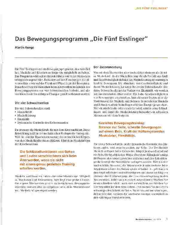 Vorschauseite 1: Das Bewegungsprogramm „Die Fünf Esslinger
