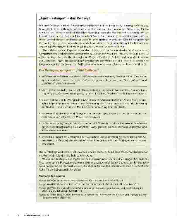 Vorschauseite 2: Das Bewegungsprogramm „Die Fünf Esslinger