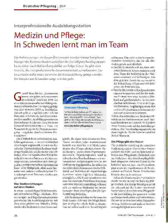 Vorschauseite 1: Medizin und Pflege: In Schweden lernt man im Team