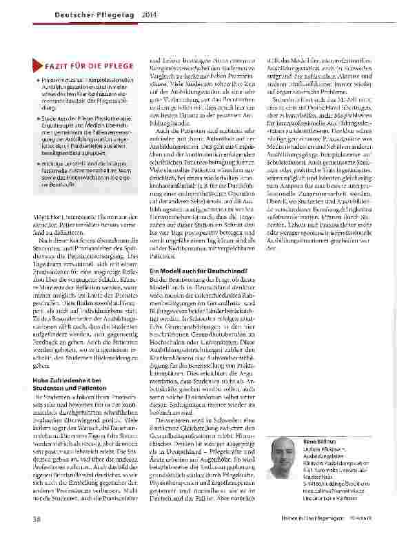 Vorschauseite 3: Medizin und Pflege: In Schweden lernt man im Team