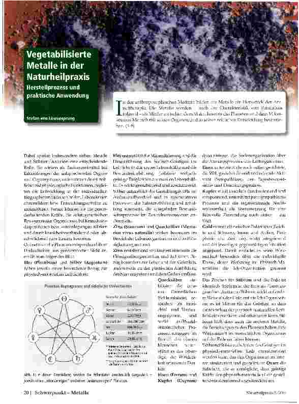 Vorschauseite 1: Vegetabilisierte Metalle in der Naturheilpraxis
