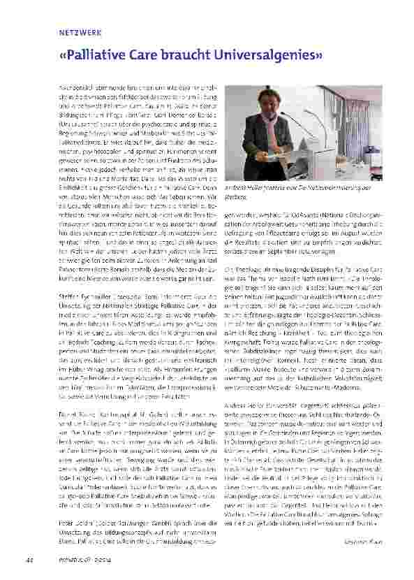 Vorschauseite 1: Palliative Care braucht Universalgenies