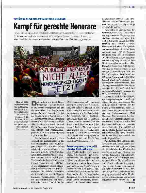 Vorschauseite 1: Kampf für gerechte Honorare