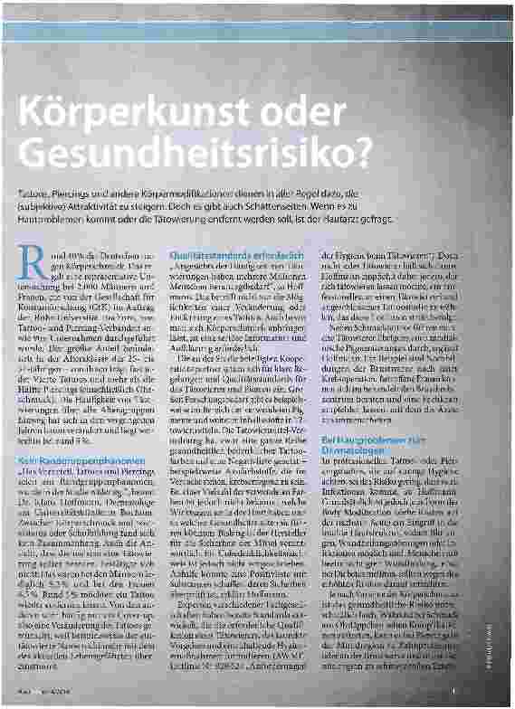 Vorschauseite 2: Körperkunst oder Gesundheitsrisiko?