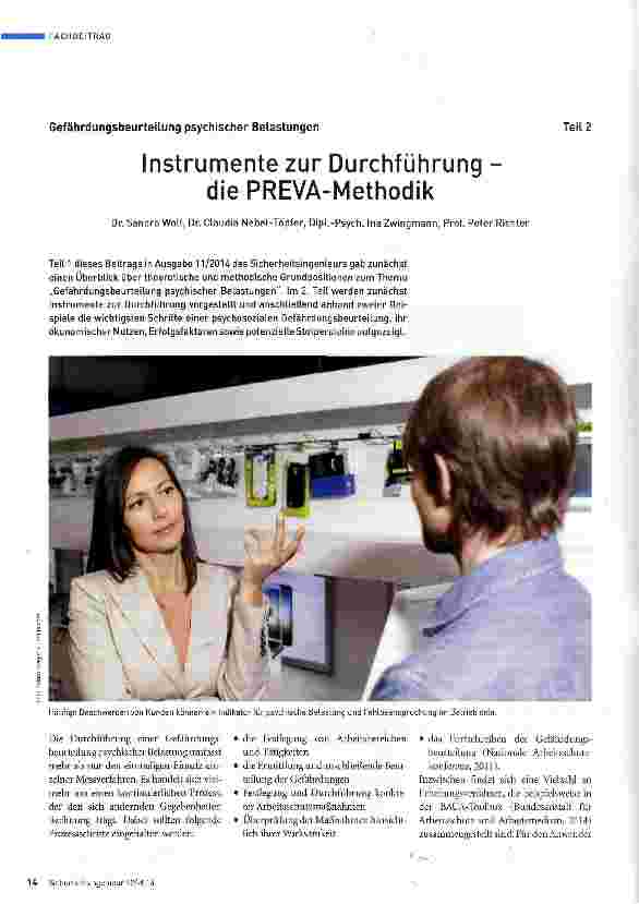 Vorschauseite 1: Gefährdungsbeurteilung psychischer Belastungen Teil 2 Instrumente zur Durchführung -die PREVA-Methodik