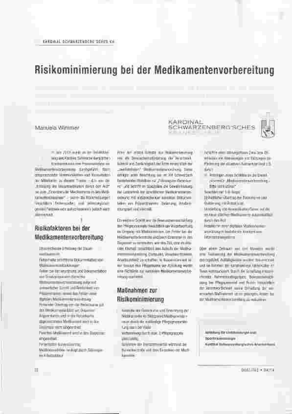 Vorschauseite 1: Risikominimierung bei der Medikamentenvorbereitung