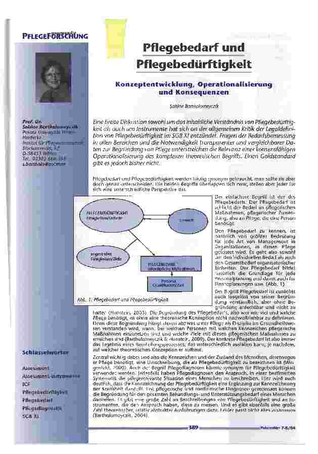 Vorschauseite 1: Pflegebedarf und PflegebedürftigkeitKonzeptentwicklung, Operationalisierung und Konsequenzen