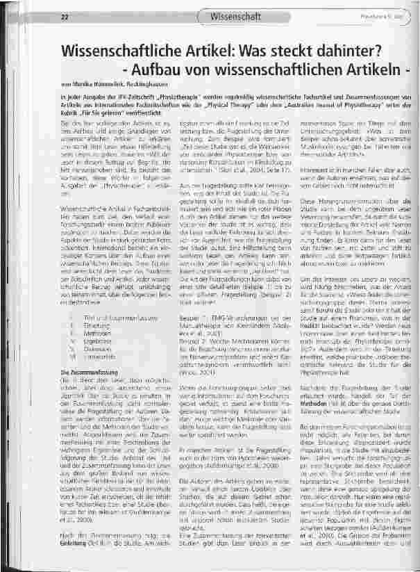 Vorschauseite 1: Wissenschaftliche Artikel: Was steckt dahinter?- Aufbau von wissenschaftlichen Artikeln