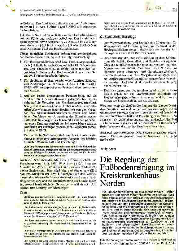 Vorschauseite 1: Die Regelung der Fußbodenreinigungim Krankenhaus Norden
