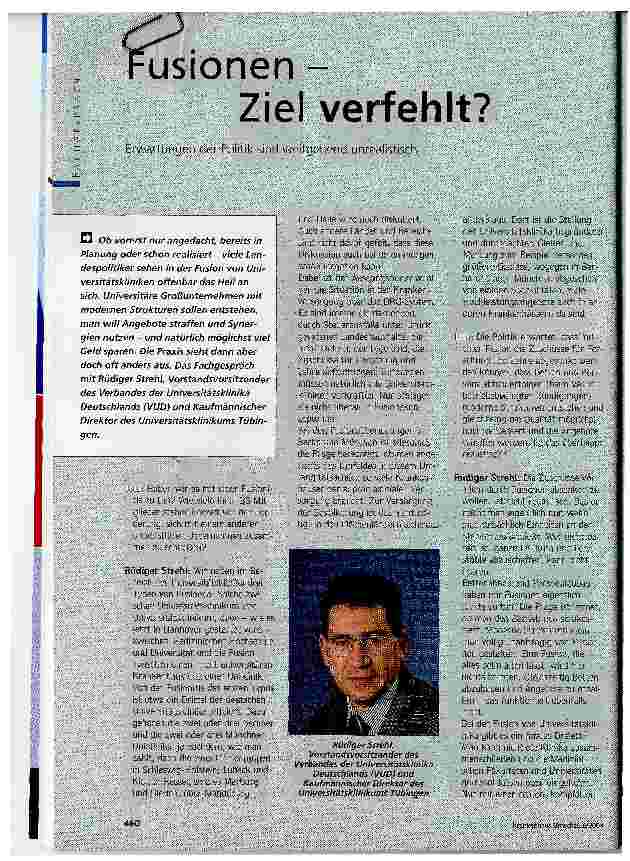 Vorschauseite 1: Fusionen - Ziel verfehltErwartungen der Politik sind weitgehend unrealistisch