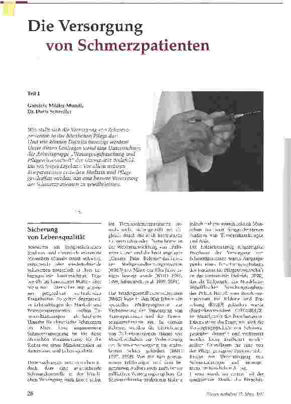Vorschauseite 1: Die Versorgung von SchmerzpatientenTeil 1