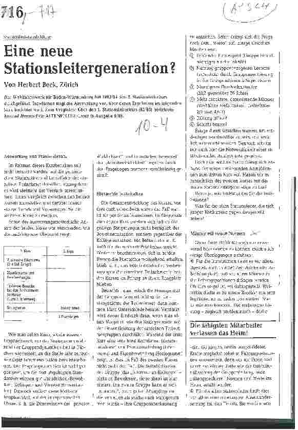 Vorschauseite 1: Eine neue Stationsleitergeneration?