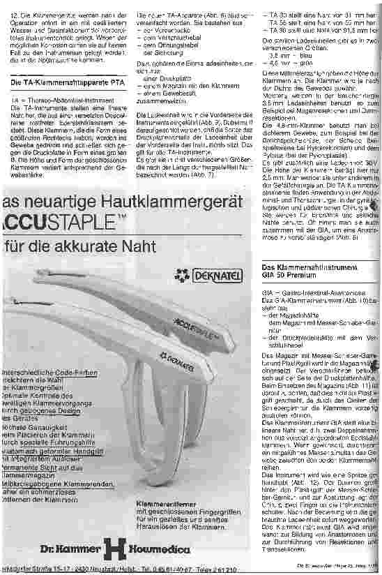 Vorschauseite 3: Handhabung der Klammerapparate aus der Sicht des OP.- Personals