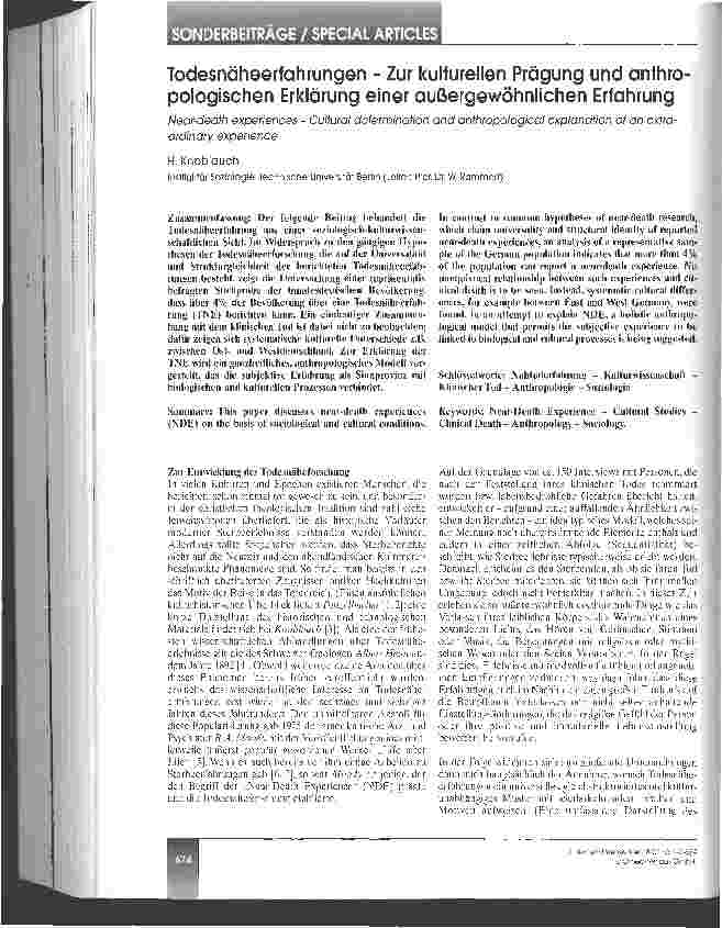 Vorschauseite 1: Todesnäheerfahrungen - Zur kulturellen Prägung und anthropologischen Erklärung einer außergewöhnlichen Erfahrung