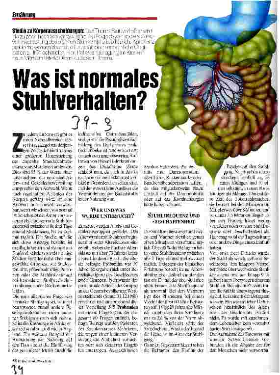 Vorschauseite 1: Was ist normales Stuhlverhalten? Studie zu Körperausscheidungen