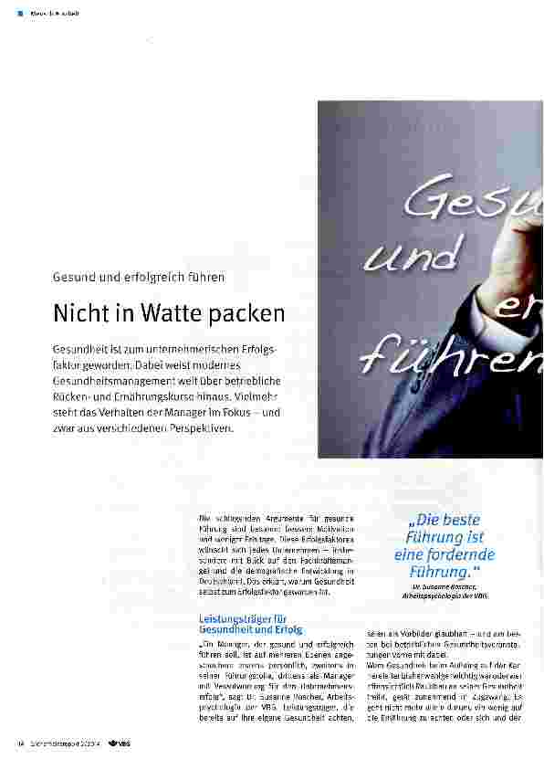 Vorschauseite 1: Gesund und erfolgreich führen - Nicht in Watte packen