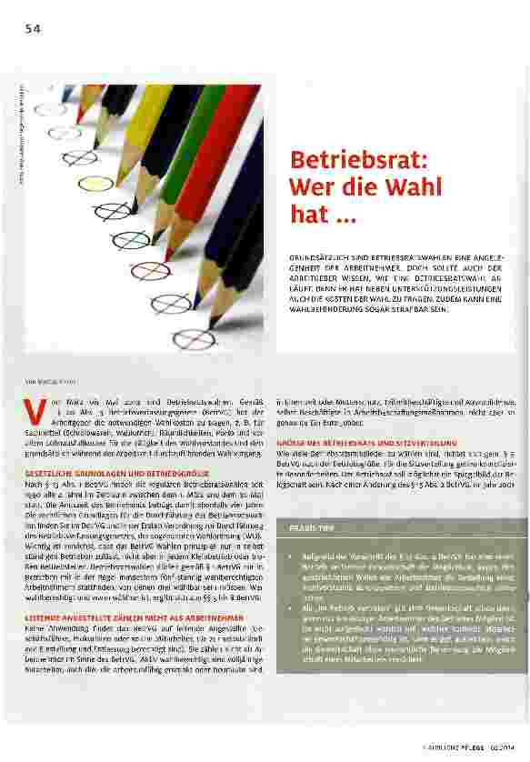 Vorschauseite 1: Betriebsrat: Wer die Wahl hat...