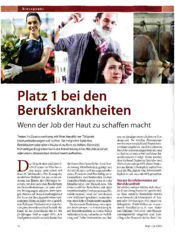 Vorschauseite 1: Platz 1 bei den Berufskrankheiten