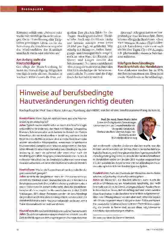 Vorschauseite 3: Platz 1 bei den Berufskrankheiten