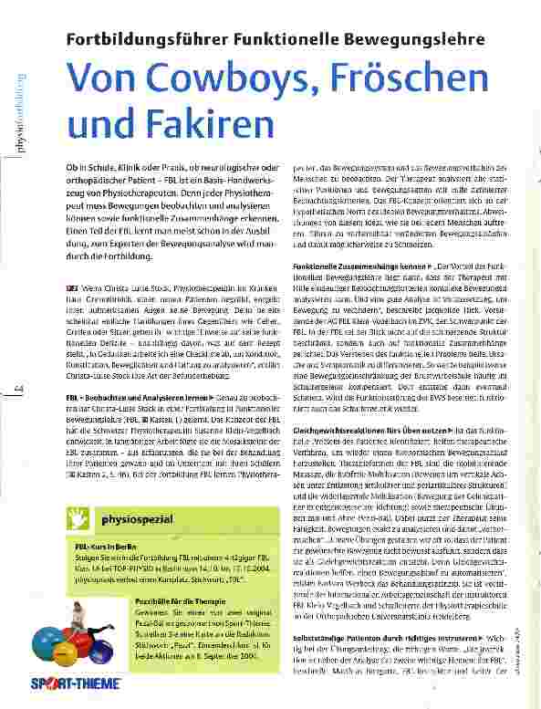 Vorschauseite 1: Fortbildungsführer Funktionelle Bewegungslehre Von Cowboys, Fröschen und Fakiren